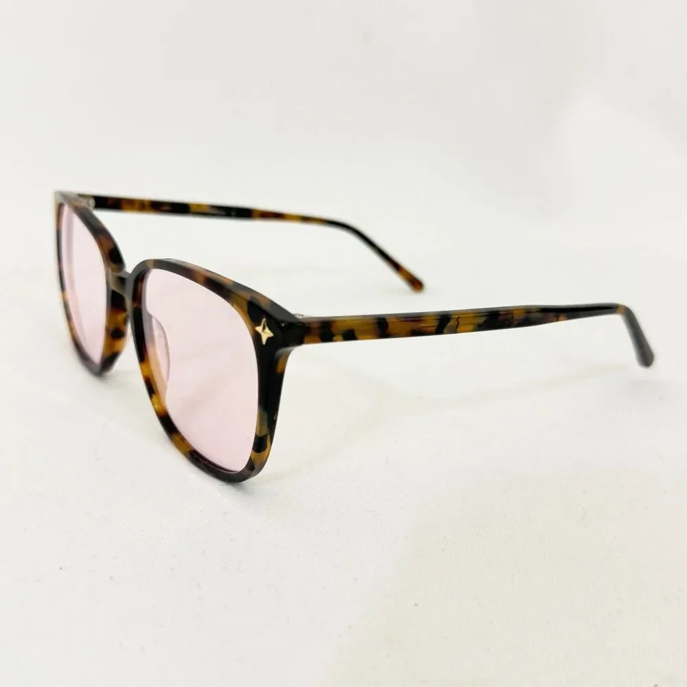 FIRMOO Judy162 Tortoise Brown Oversized M Glasses Pink Light Fashion Tint Non-RX